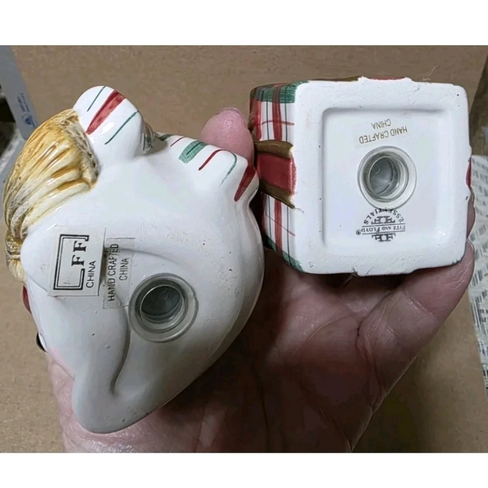 Fitz & Floyd Snowman Christmas Gift Salt Pepper Shaker Set #171